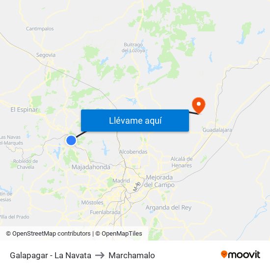 Galapagar - La Navata to Marchamalo map