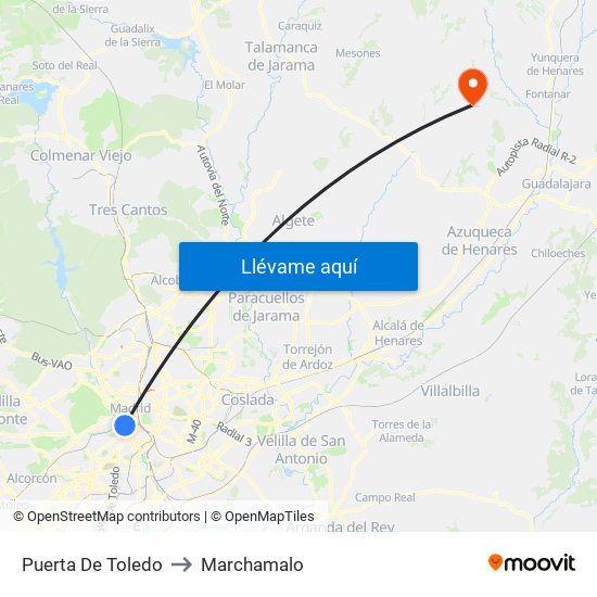 Puerta De Toledo to Marchamalo map
