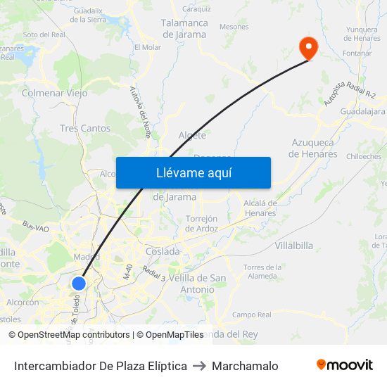 Intercambiador De Plaza Elíptica to Marchamalo map