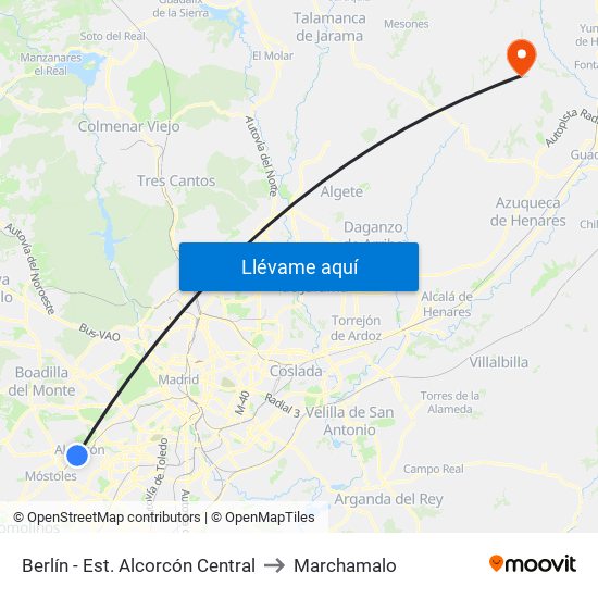 Berlín - Est. Alcorcón Central to Marchamalo map