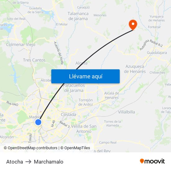 Atocha to Marchamalo map