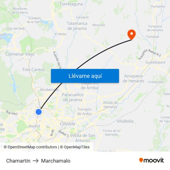 Chamartín to Marchamalo map