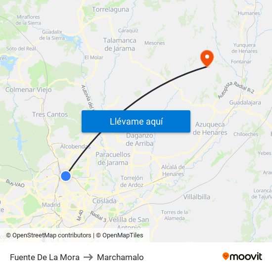 Fuente De La Mora to Marchamalo map