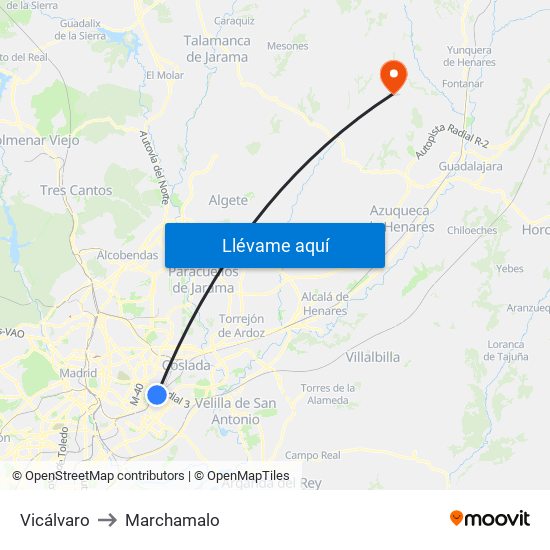 Vicálvaro to Marchamalo map