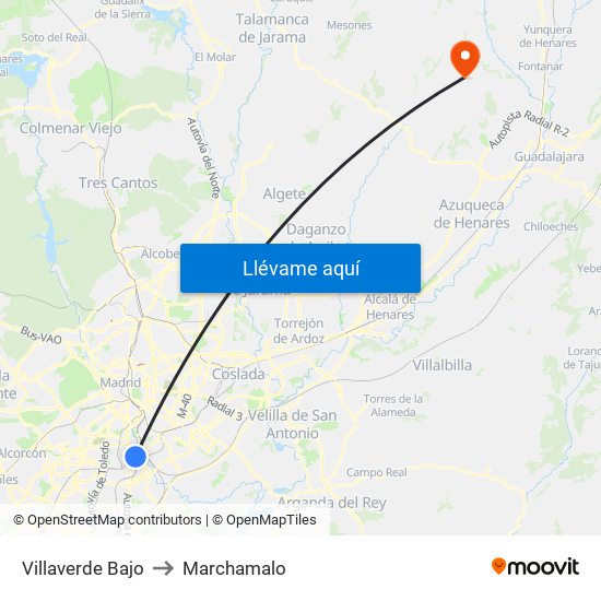 Villaverde Bajo to Marchamalo map