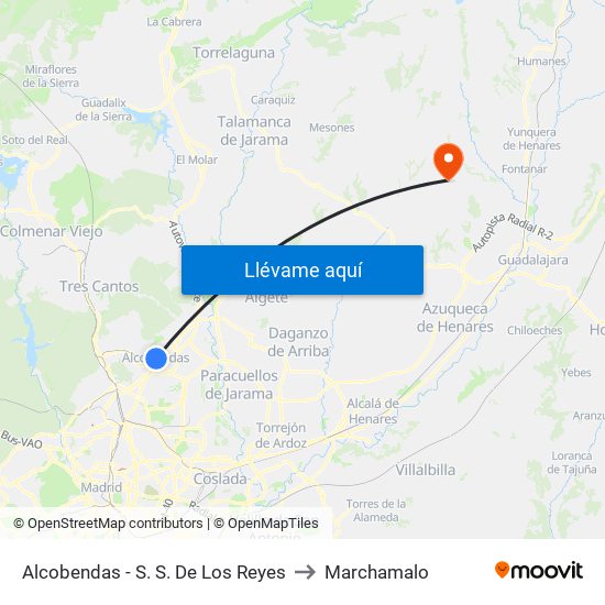 Alcobendas - S. S. De Los Reyes to Marchamalo map