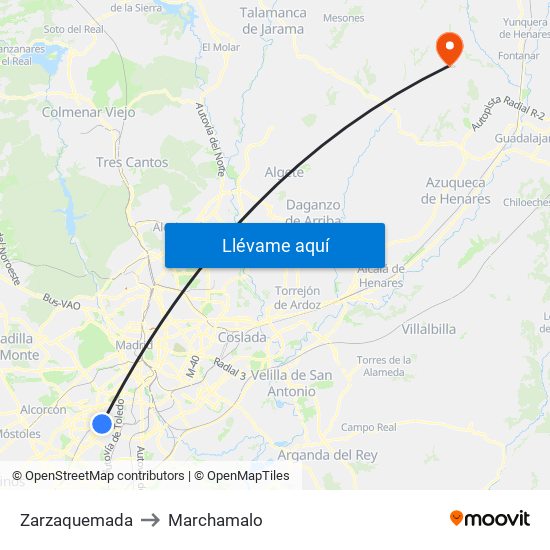 Zarzaquemada to Marchamalo map