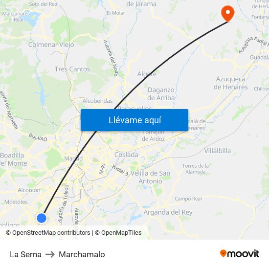 La Serna to Marchamalo map