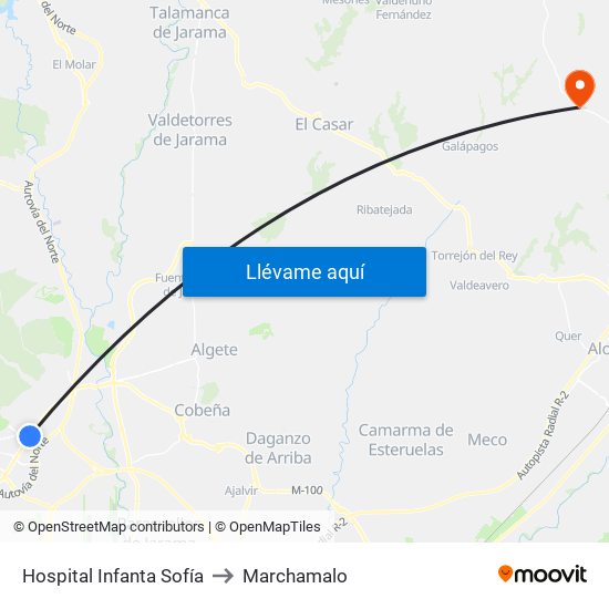 Hospital Infanta Sofía to Marchamalo map