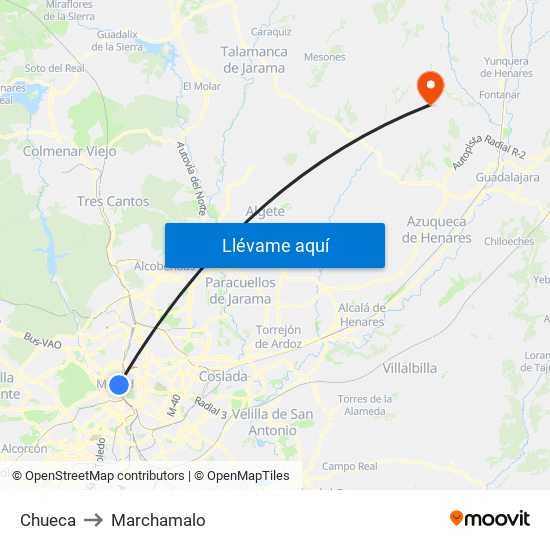 Chueca to Marchamalo map