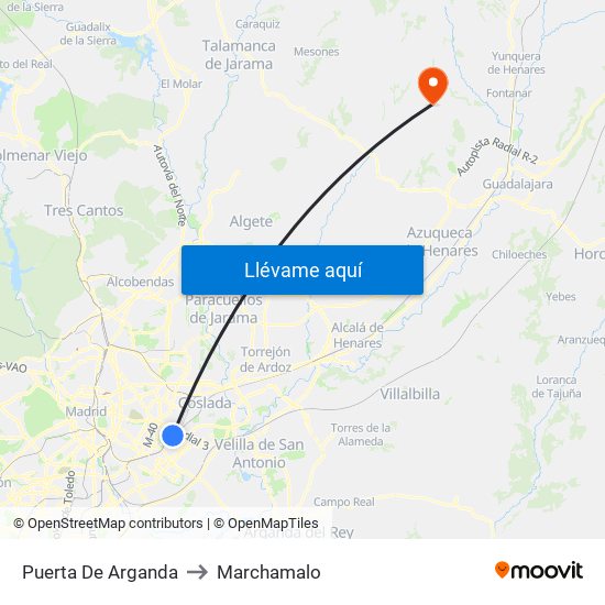 Puerta De Arganda to Marchamalo map