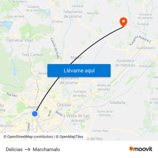 Delicias to Marchamalo map