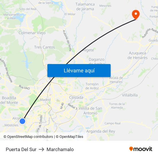 Puerta Del Sur to Marchamalo map