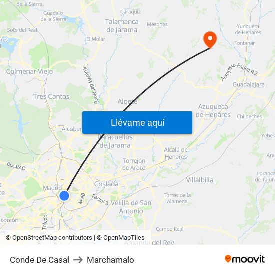 Conde De Casal to Marchamalo map