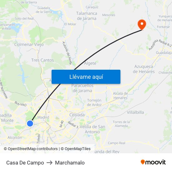 Casa De Campo to Marchamalo map