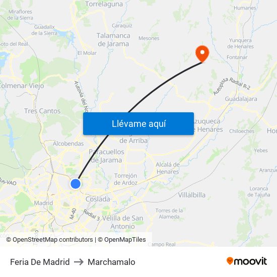 Feria De Madrid to Marchamalo map