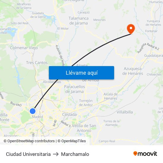 Ciudad Universitaria to Marchamalo map