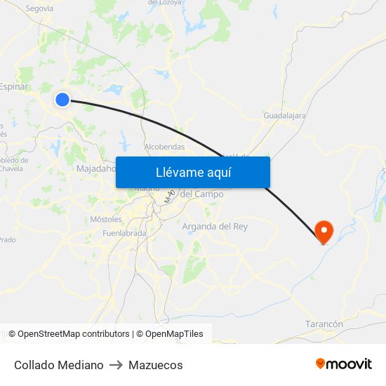 Collado Mediano to Mazuecos map