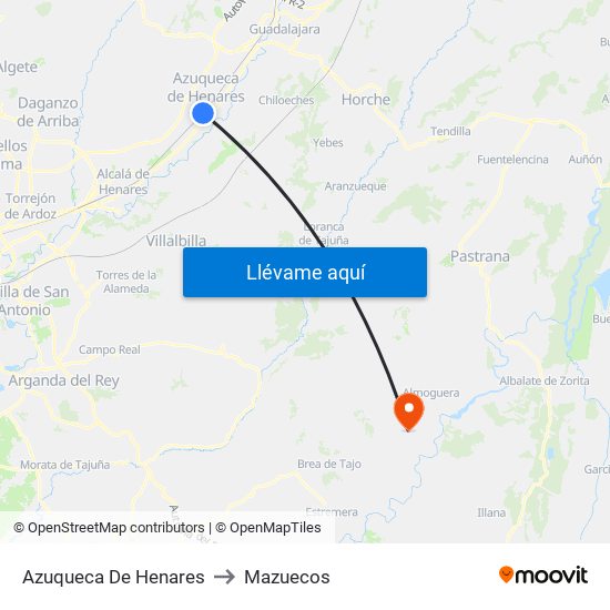 Azuqueca De Henares to Mazuecos map