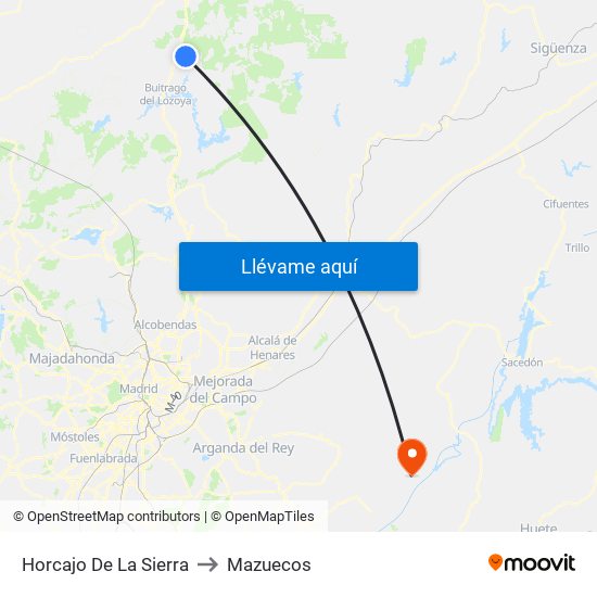 Horcajo De La Sierra to Mazuecos map