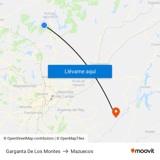 Garganta De Los Montes to Mazuecos map