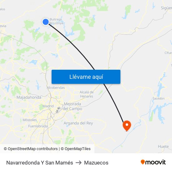 Navarredonda Y San Mamés to Mazuecos map