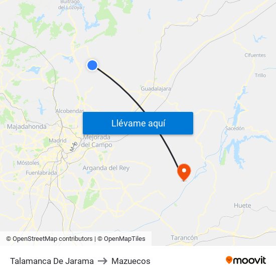 Talamanca De Jarama to Mazuecos map
