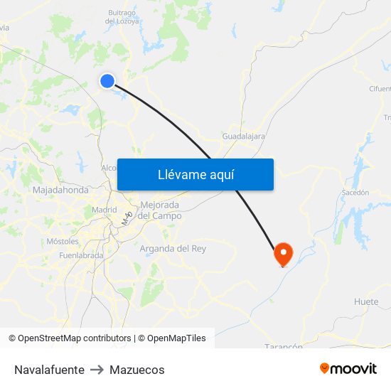 Navalafuente to Mazuecos map