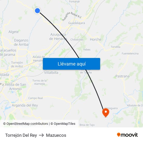 Torrejón Del Rey to Mazuecos map