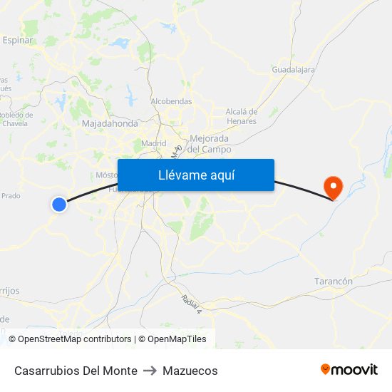 Casarrubios Del Monte to Mazuecos map