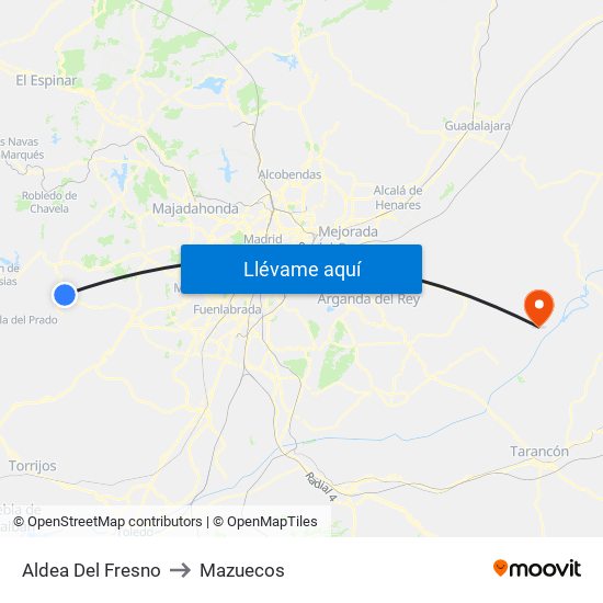 Aldea Del Fresno to Mazuecos map