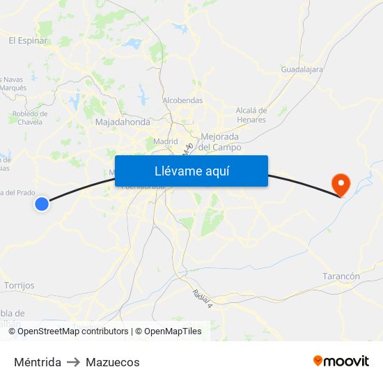 Méntrida to Mazuecos map