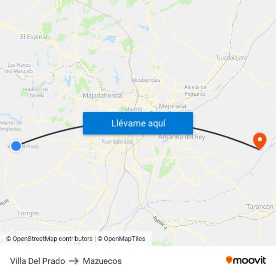 Villa Del Prado to Mazuecos map