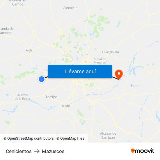 Cenicientos to Mazuecos map