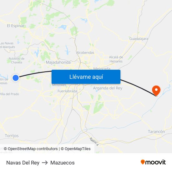 Navas Del Rey to Mazuecos map