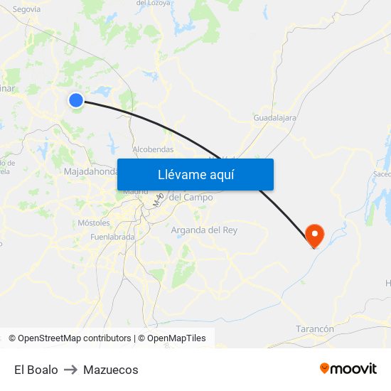El Boalo to Mazuecos map