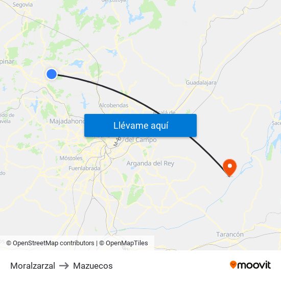 Moralzarzal to Mazuecos map