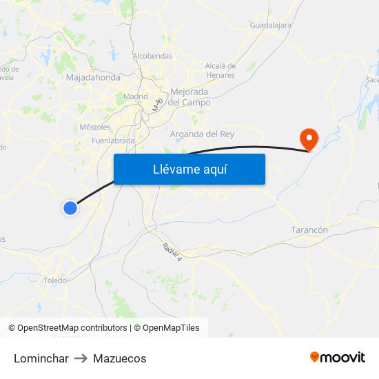 Lominchar to Mazuecos map