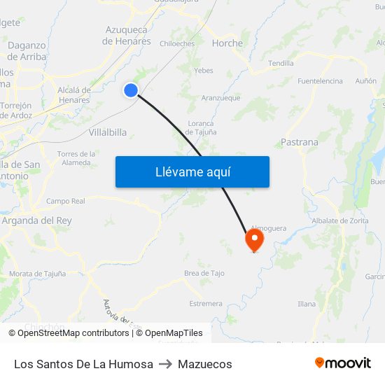 Los Santos De La Humosa to Mazuecos map