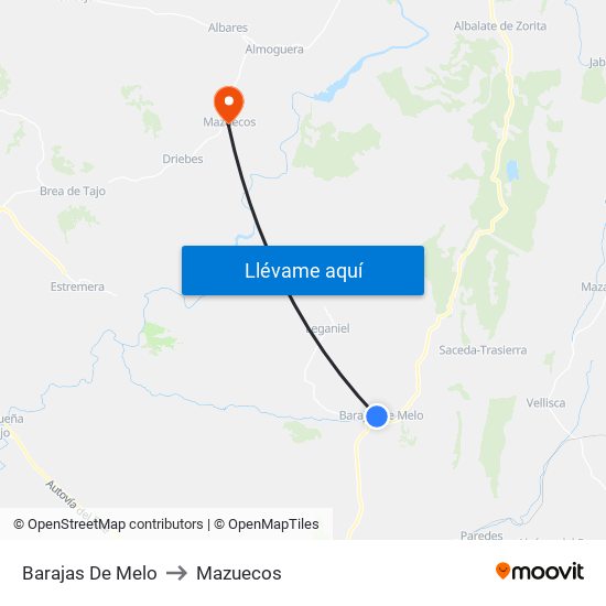 Barajas De Melo to Mazuecos map