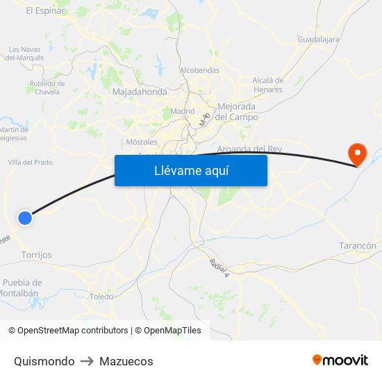 Quismondo to Mazuecos map
