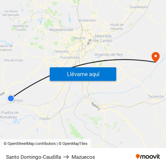Santo Domingo-Caudilla to Mazuecos map