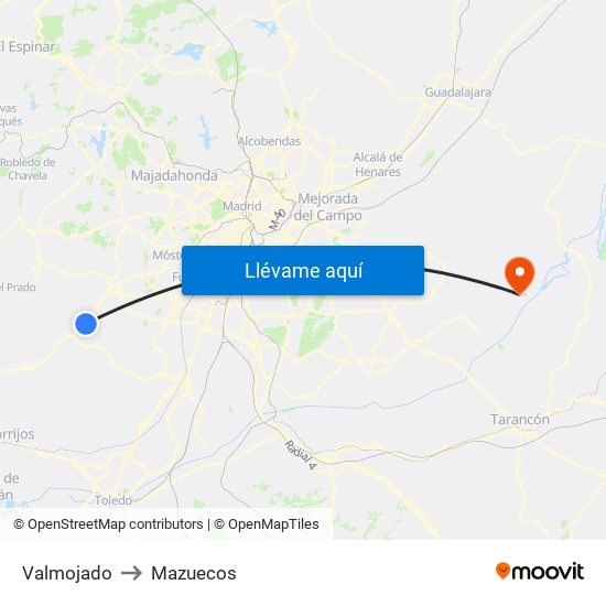 Valmojado to Mazuecos map