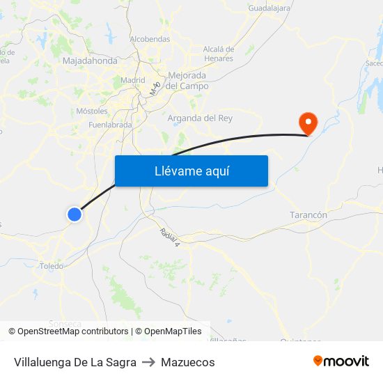 Villaluenga De La Sagra to Mazuecos map