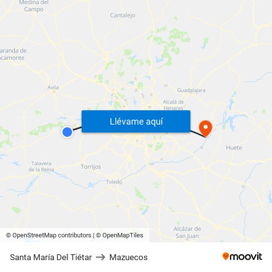 Santa María Del Tiétar to Mazuecos map