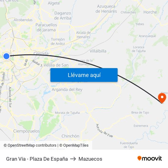 Gran Vía - Plaza De España to Mazuecos map