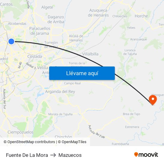 Fuente De La Mora to Mazuecos map