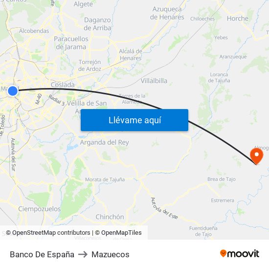 Banco De España to Mazuecos map