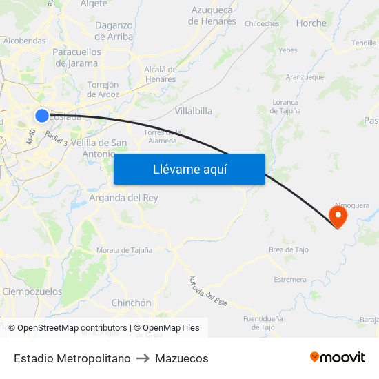 Estadio Metropolitano to Mazuecos map