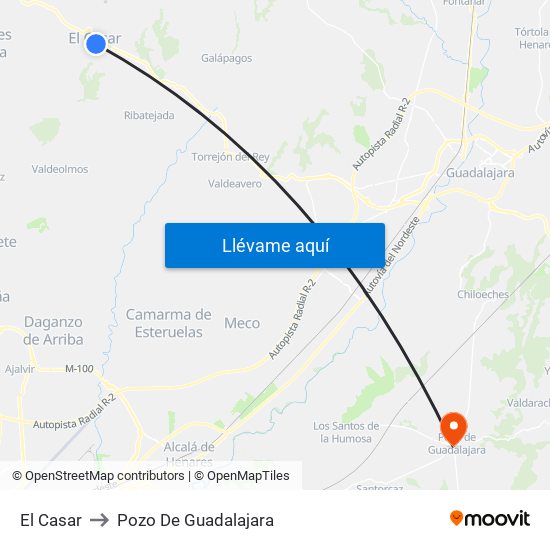 El Casar to Pozo De Guadalajara map